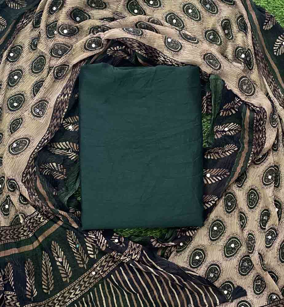 Vichitra Silk Churidar Materials Set with Beautiful Shawl DC688-04