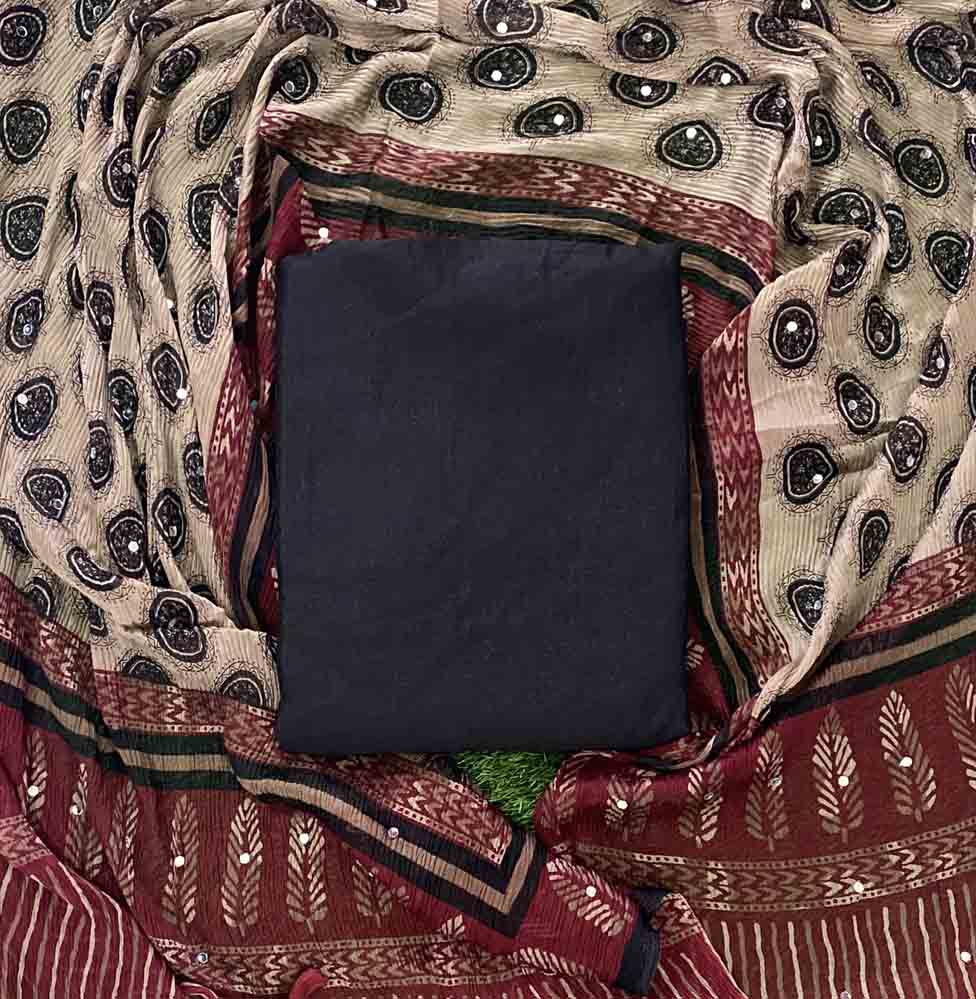 Vichitra Silk Churidar Materials Set with Beautiful Shawl DC688-06