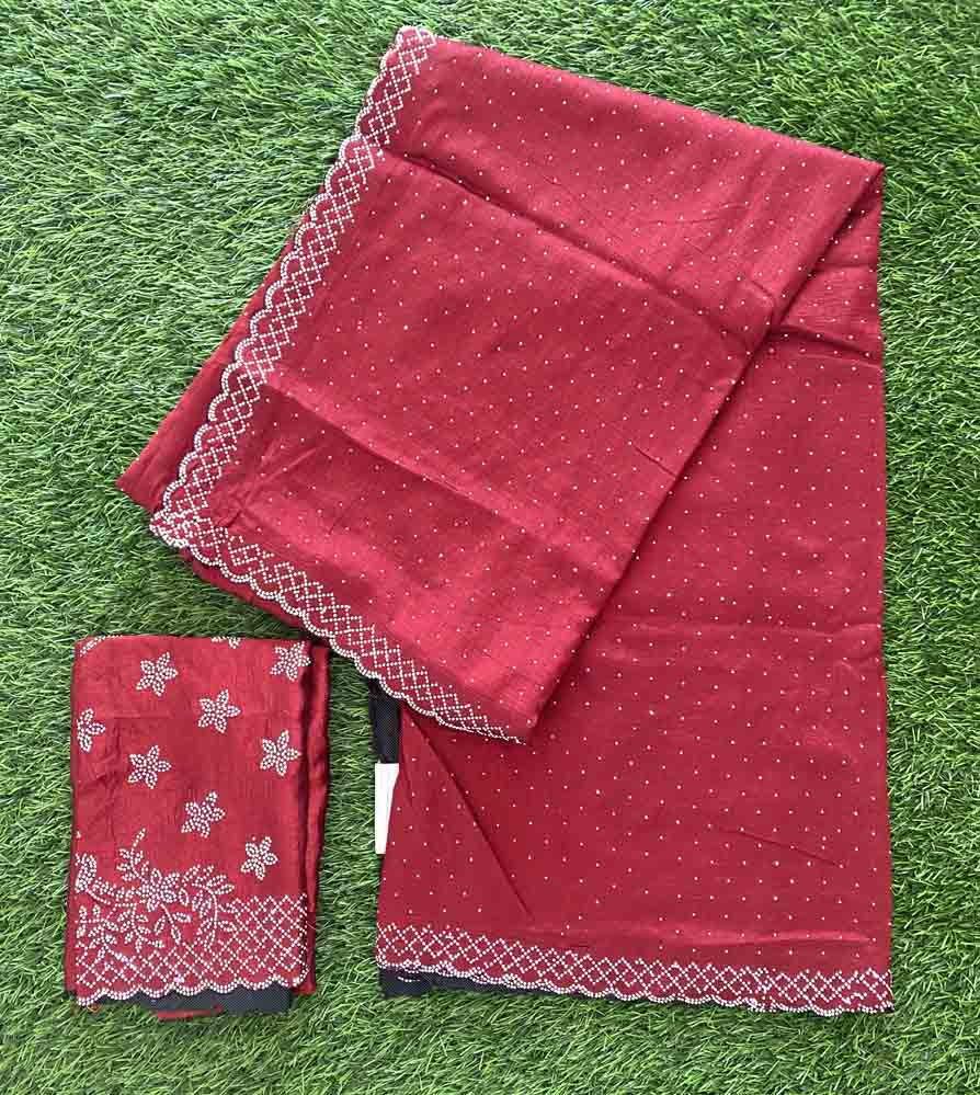 Beautiful Vichitra Silk Party Wear Saree with Stone Work DS743-03