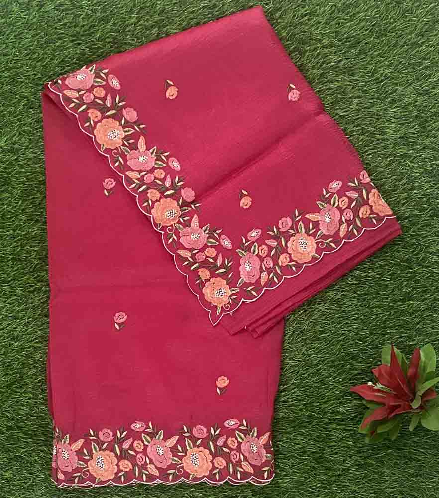 Beautiful Embroidered Crushed Fabric Party Wear Saree DS800-04