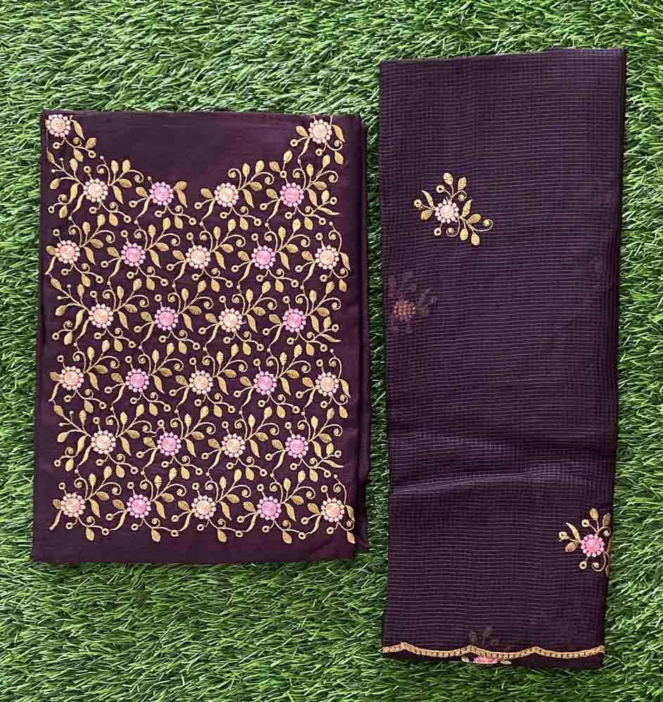 Beautiful Embroidered Semi Silk Churidar Materials Set DC729-03