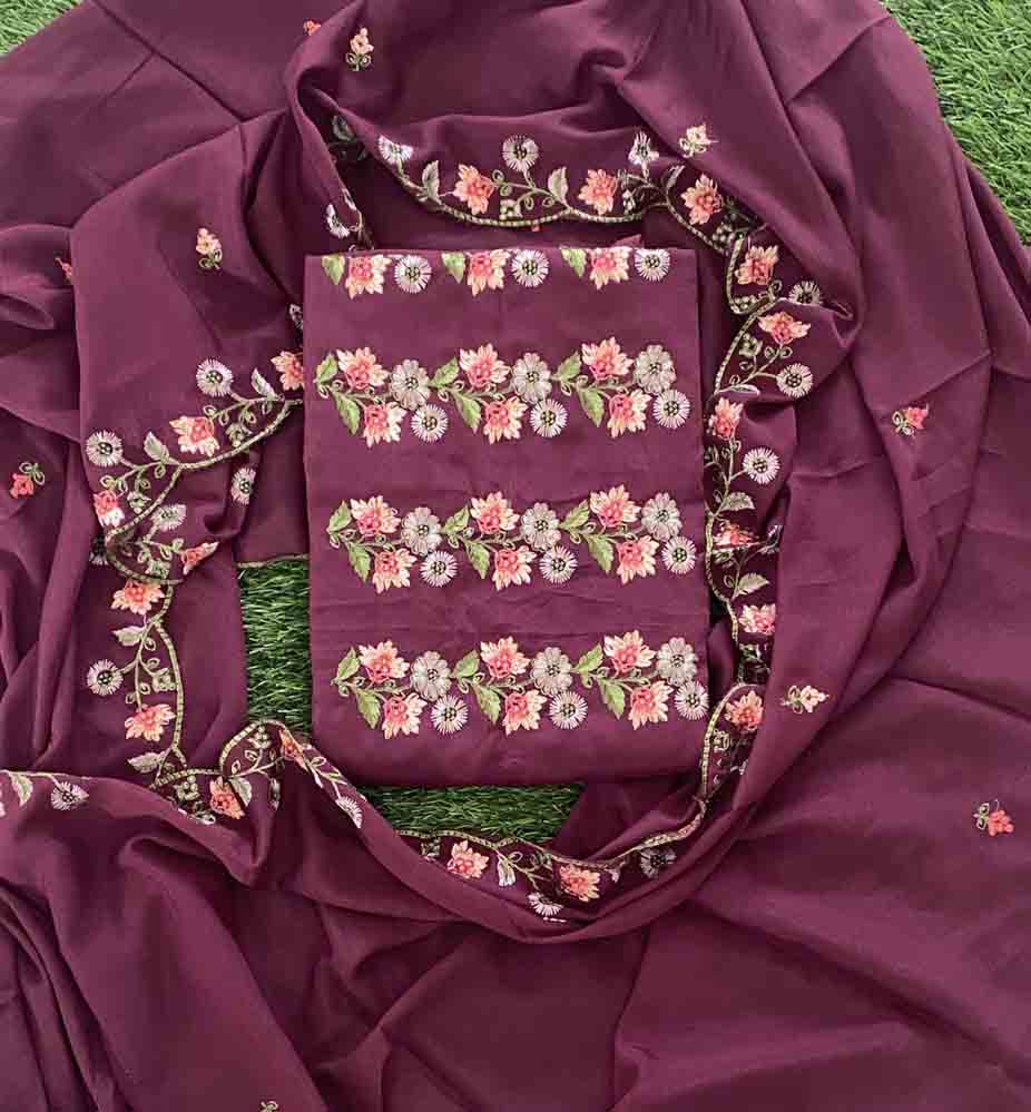 Embroidered Semi Silk Churidar Materials Set DC716-02