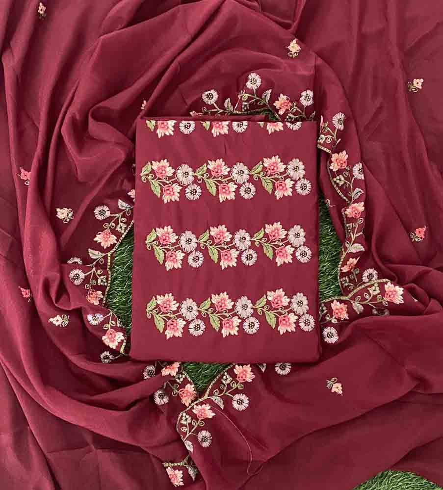 Embroidered Semi Silk Churidar Materials Set DC716-04