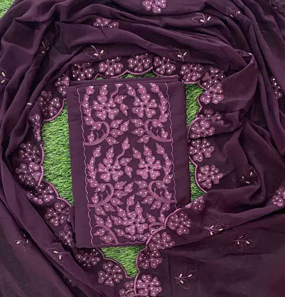 Unstitched Georgette Churidar Set with Beautiful Embroidery DC720-03