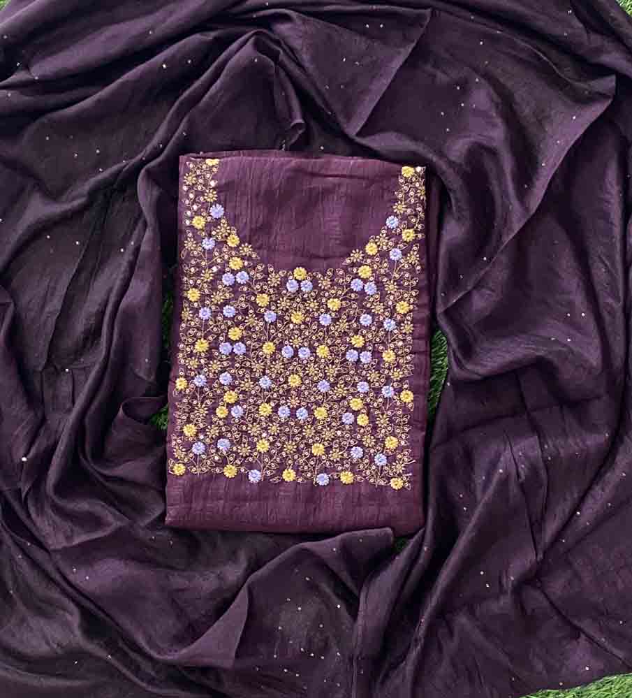 Beautiful Crushed Organza Fabric Churidar Materials Set DC765-04