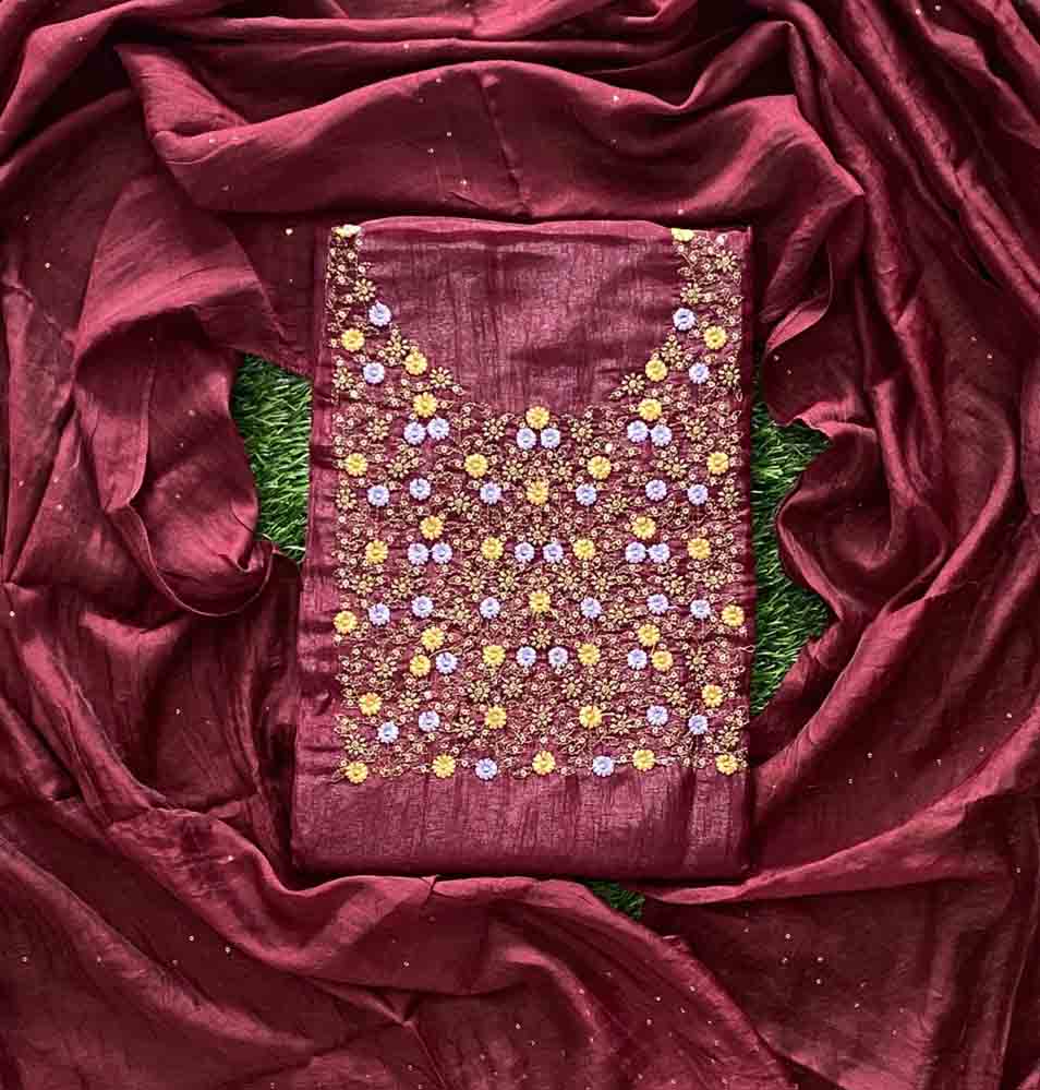 Beautiful Crushed Organza Fabric Churidar Materials Set DC765-08