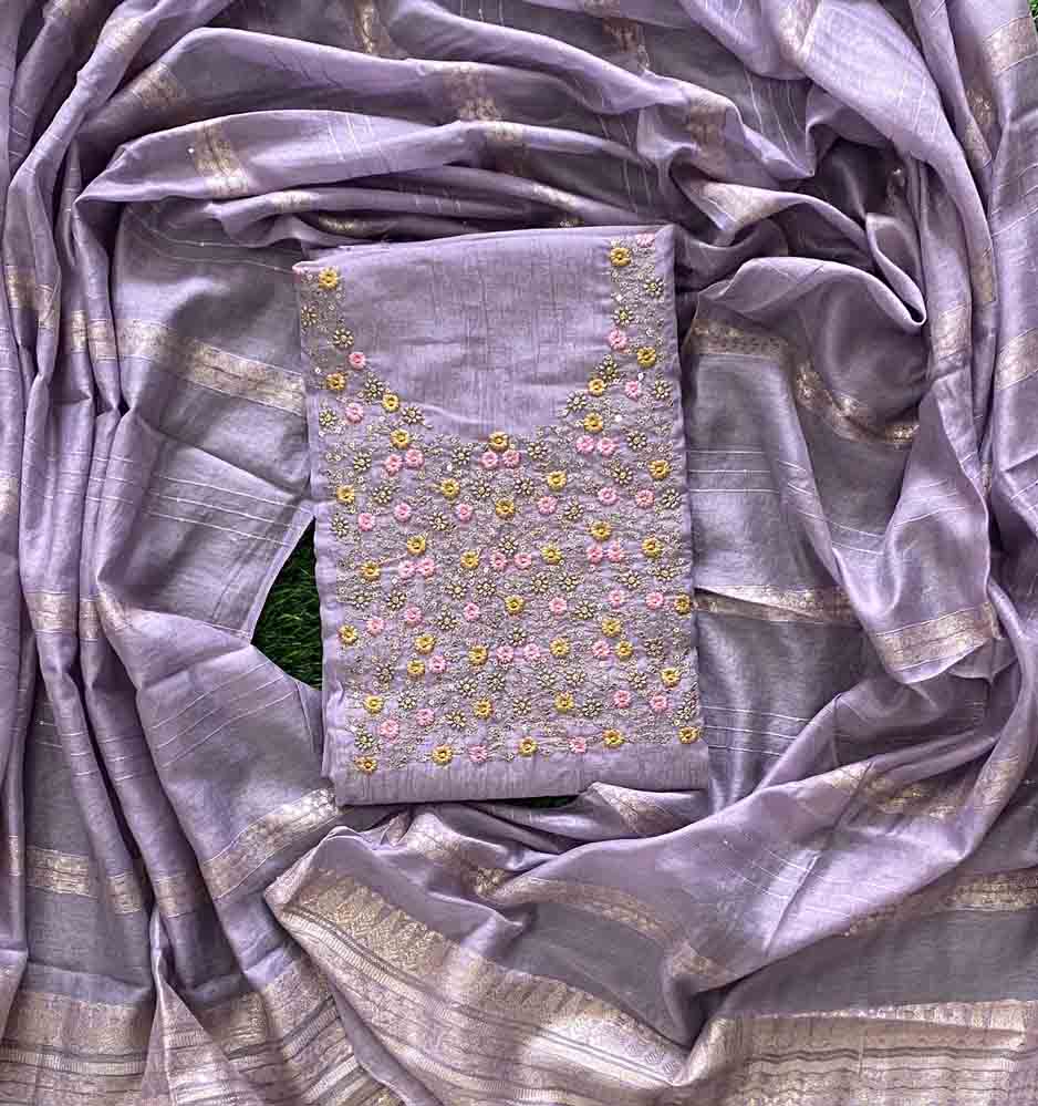 Beautiful Crushed Organza Fabric Churidar Materials Set DC765-10