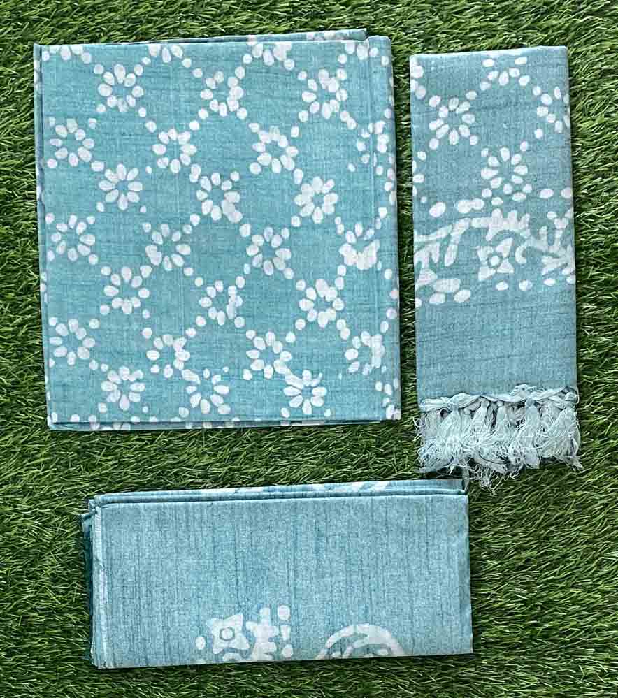 Semi Tusser Churidar Materials Set with Batik Print DC767-08