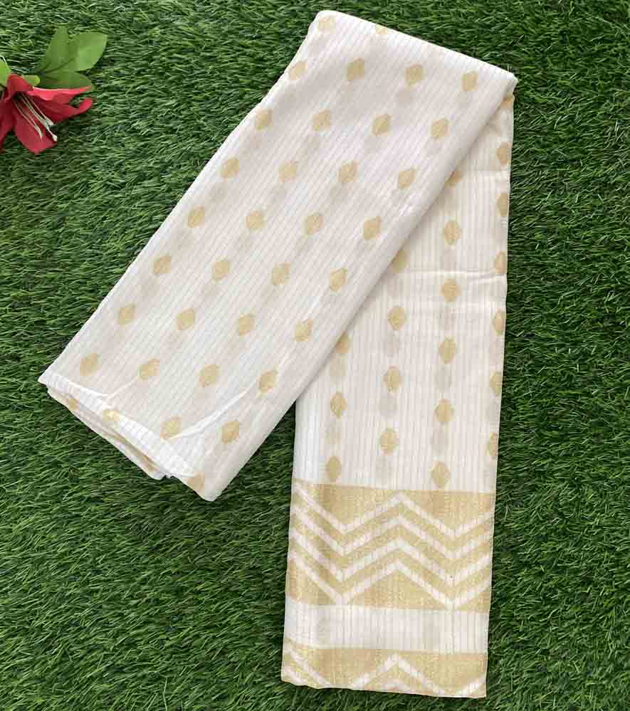 White Gold Saree (Kerala Saree) DS820-08