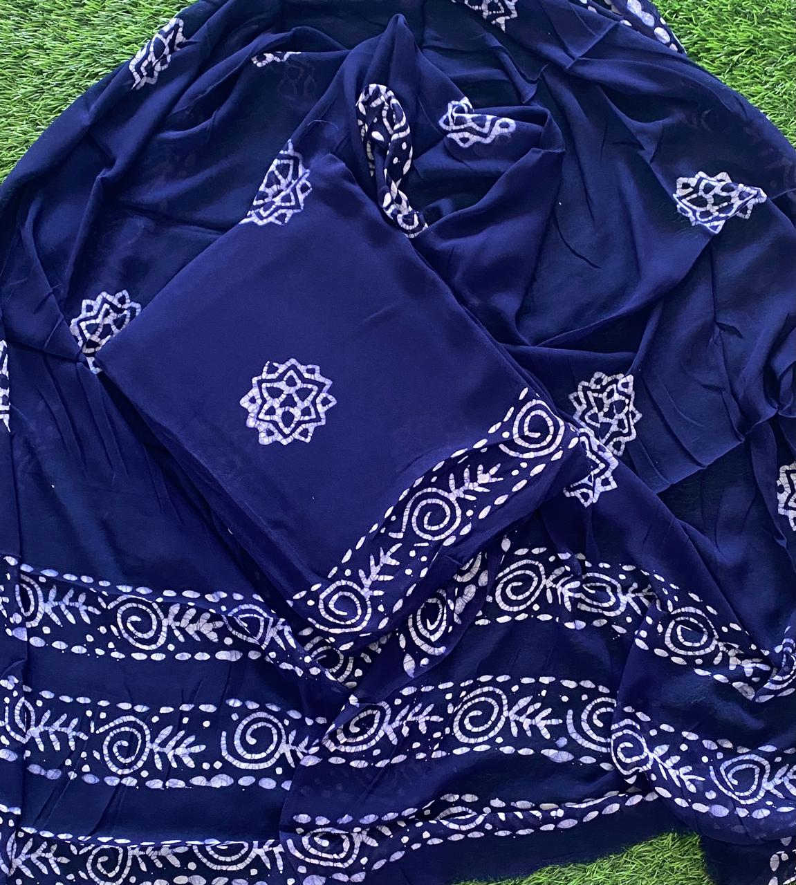 Batik Print Crepe Georgette Churidar Material Set DC826-02