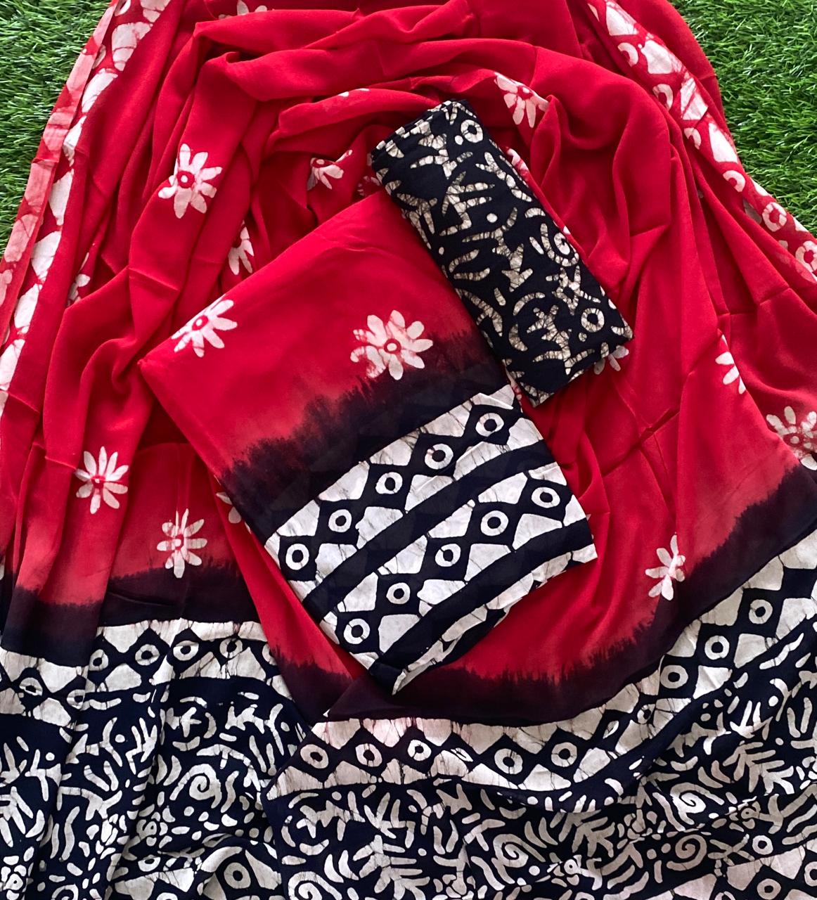 Batik Print Crepe Georgette Churidar Material Set DC826-08