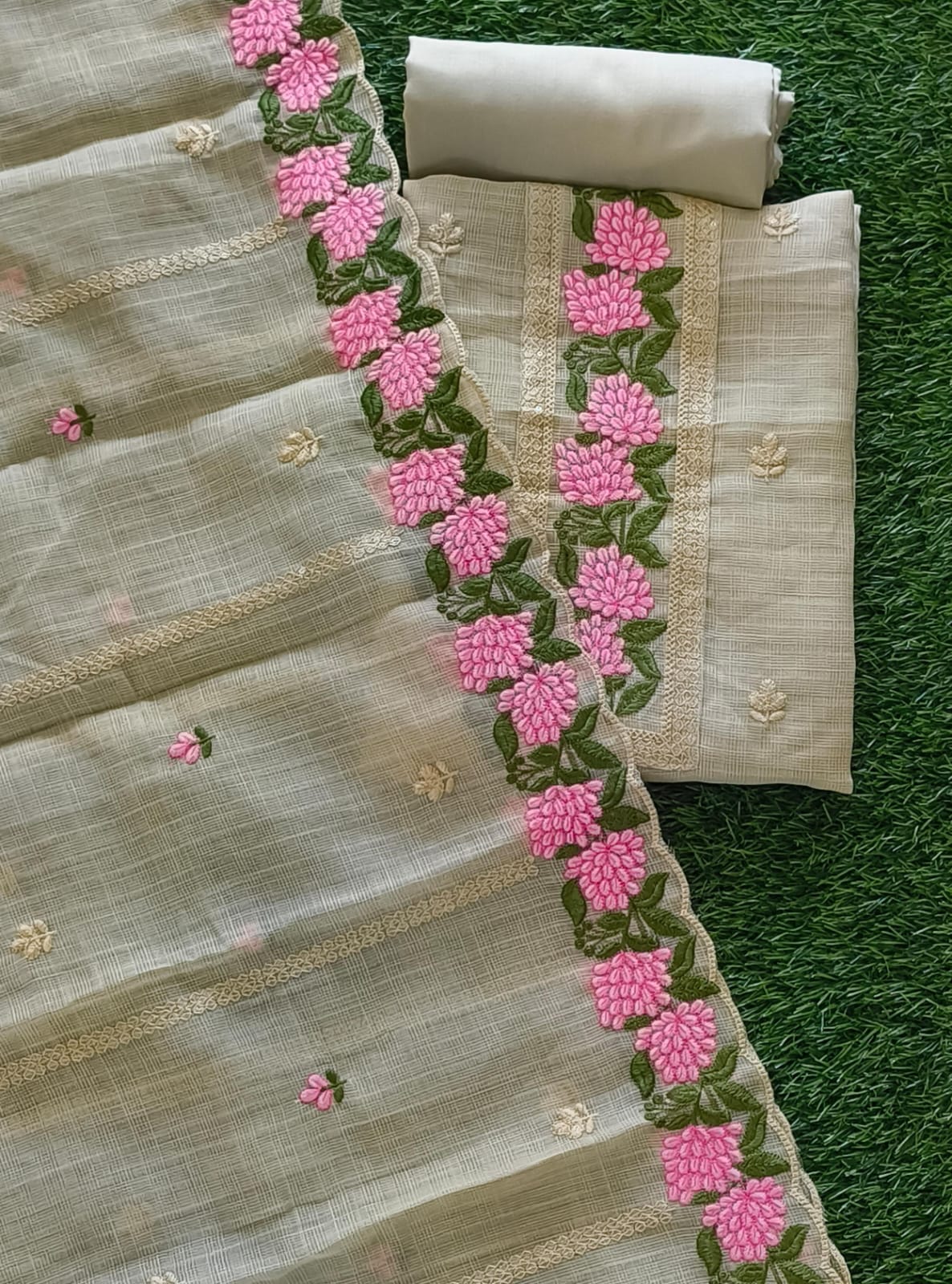 Kota Doria Fabric Churidar Set with Embroidery Work DC824-03