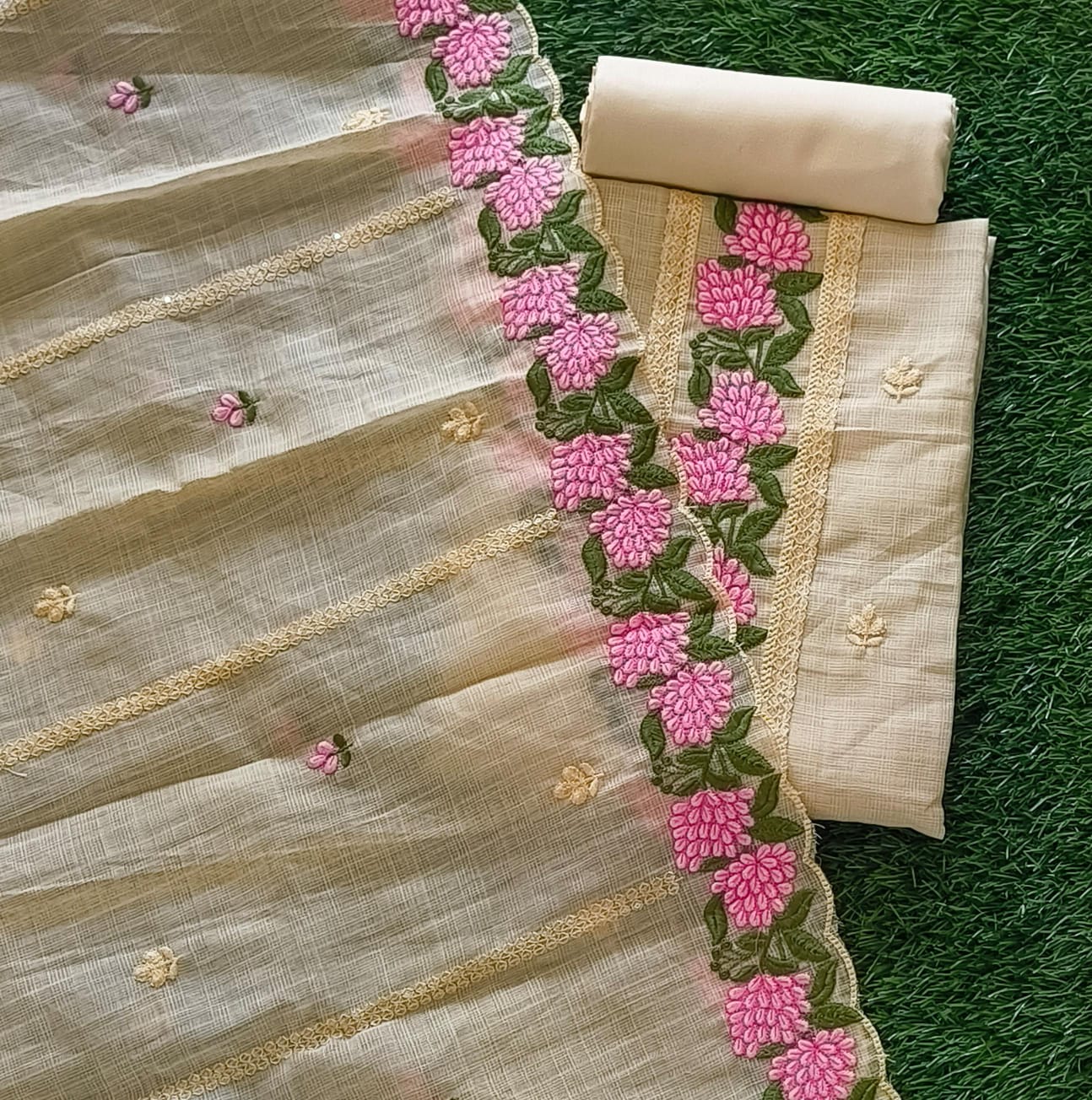 Kota Doria Fabric Churidar Set with Embroidery Work DC824-05