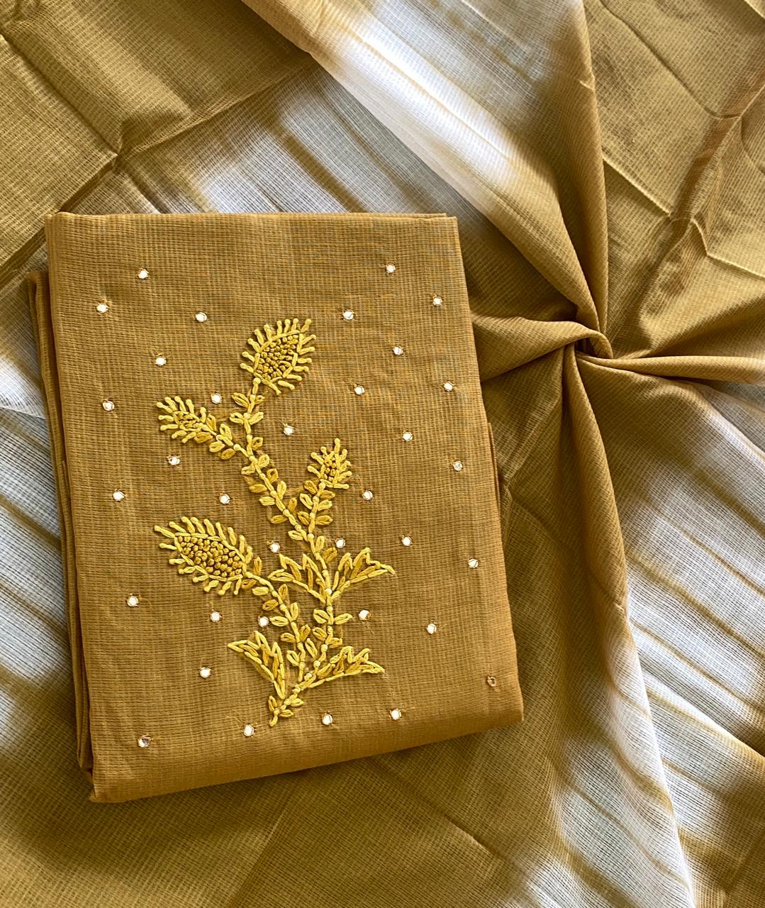 Hand Embroidered Net Kota Churidar Material Set DC815-11