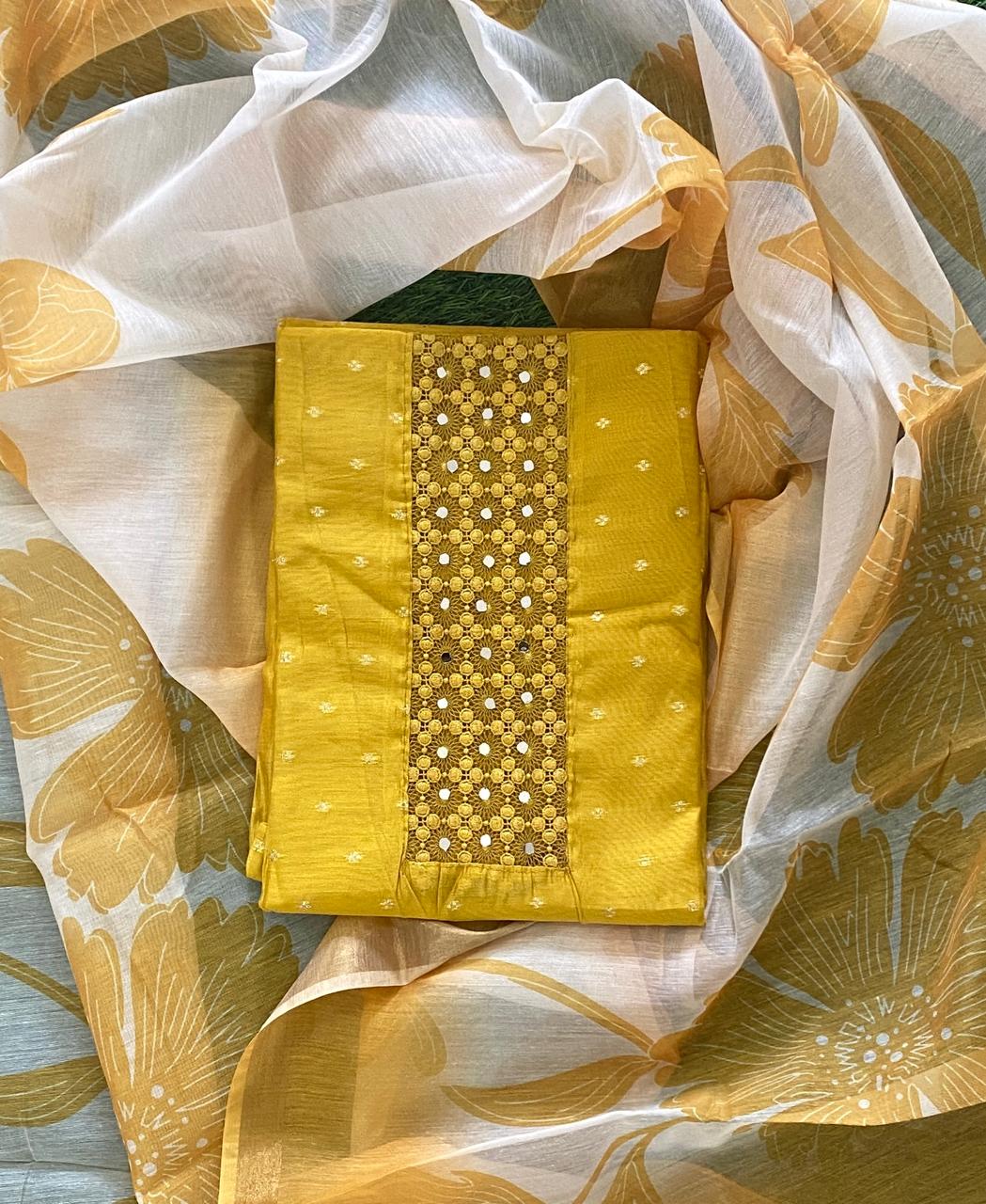 Semi Silk Churidar Material Set with Embroidery DC817-05