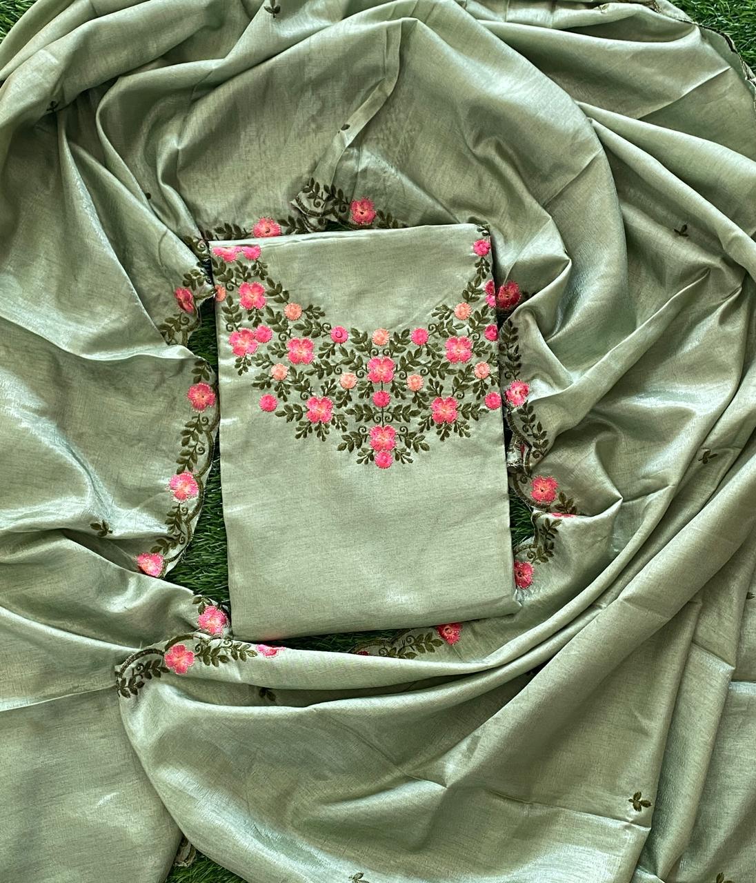 Daily Wear Vichitra Silk Churidar Material Set DC811-03