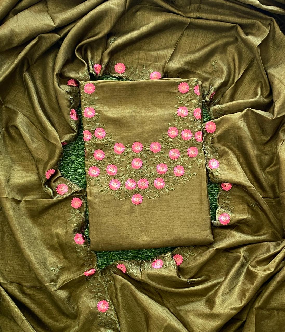 Daily Wear Vichitra Silk Churidar Material Set DC811-08