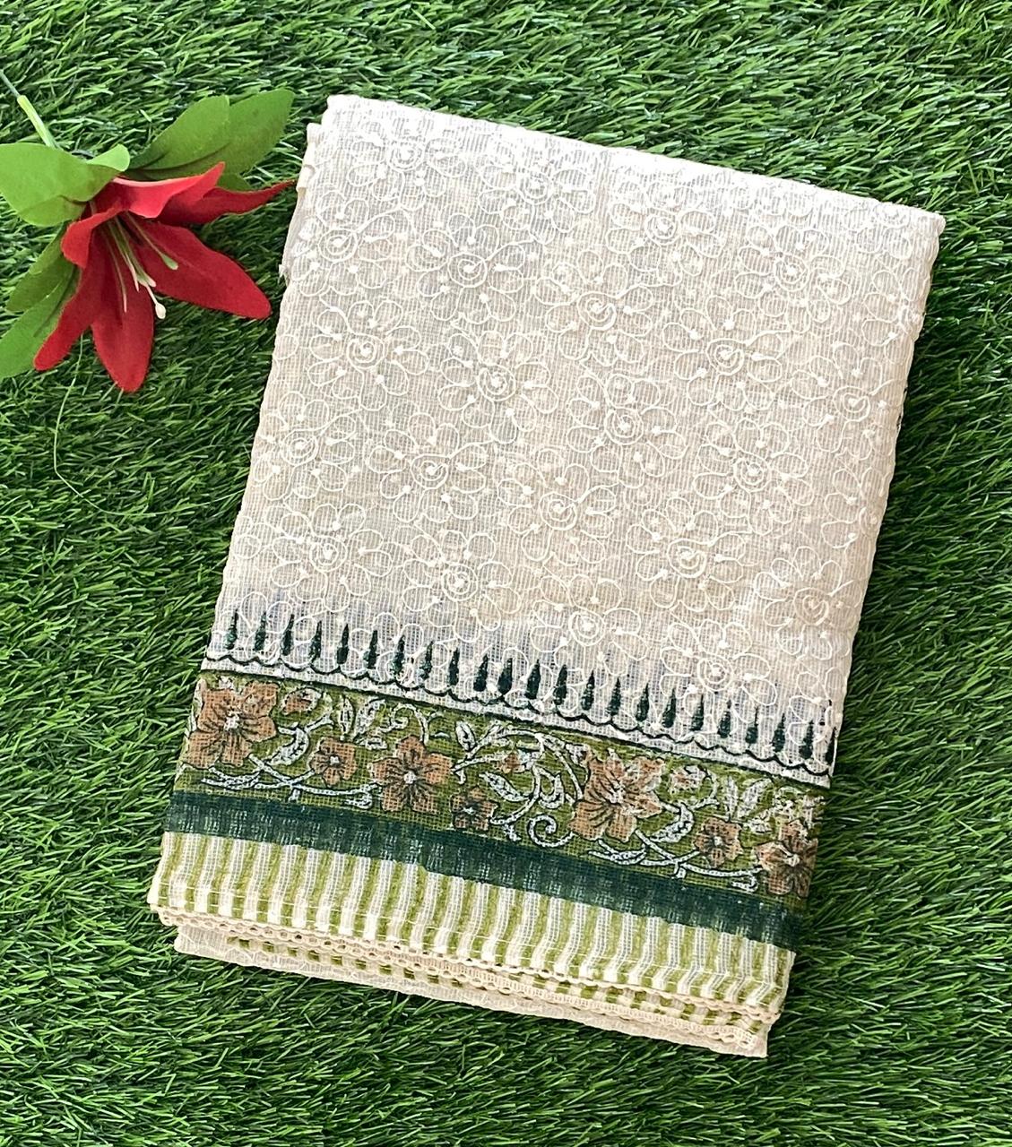 Functional Wear Net Kota Phulkari Work Saree DS882-04