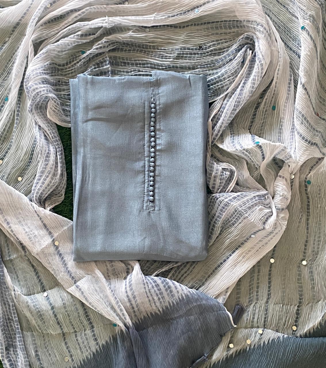 Office Wear Vichitra Silk Churidar Material Set DC833-08